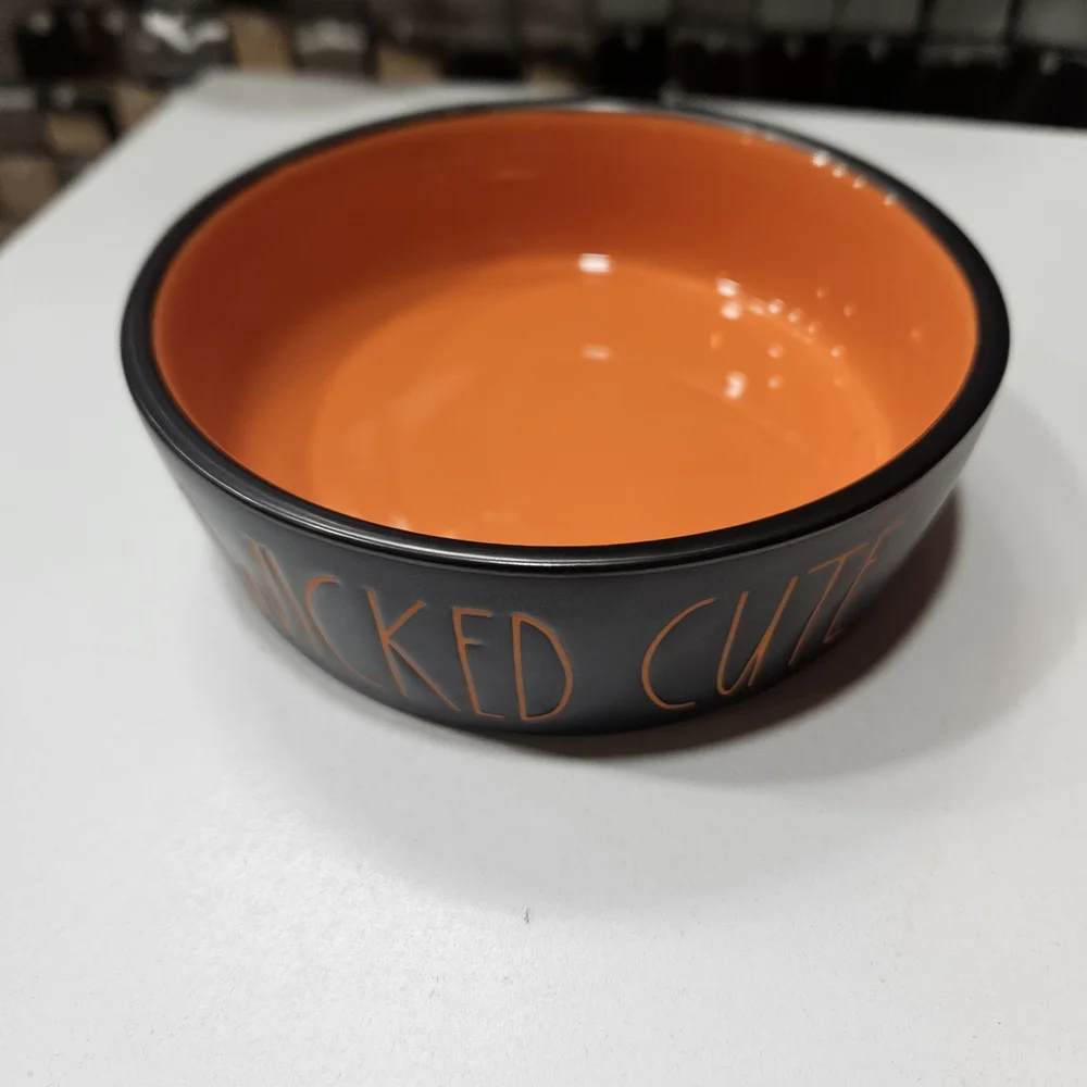 Rae Dunn Orange and Black Dog Bowls